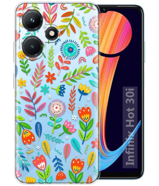 NBOX - Multicolor Printed Back Cover Silicon Compatible For Infinix Hot 30i ( Pack of 1 )