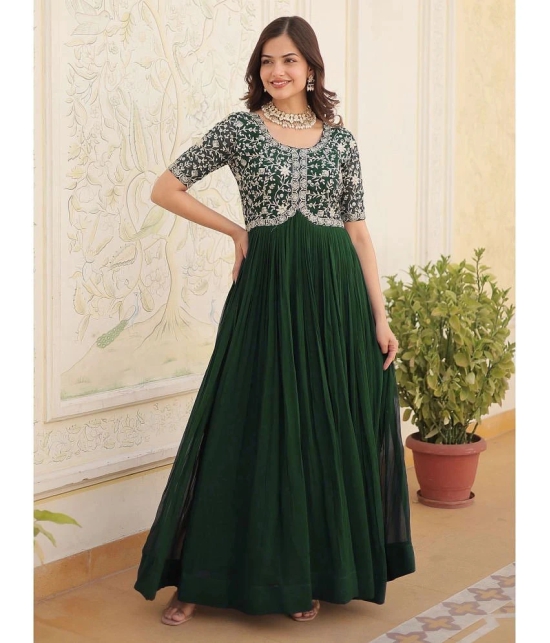 Estela Georgette Embroidered Flared Womens Kurti - Green ( Pack of 1 ) - None