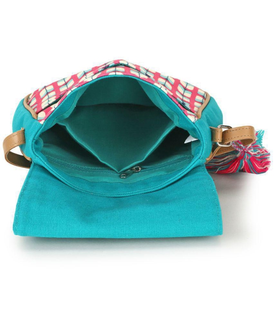 Anekaant Green Cotton Sling Bag - Green