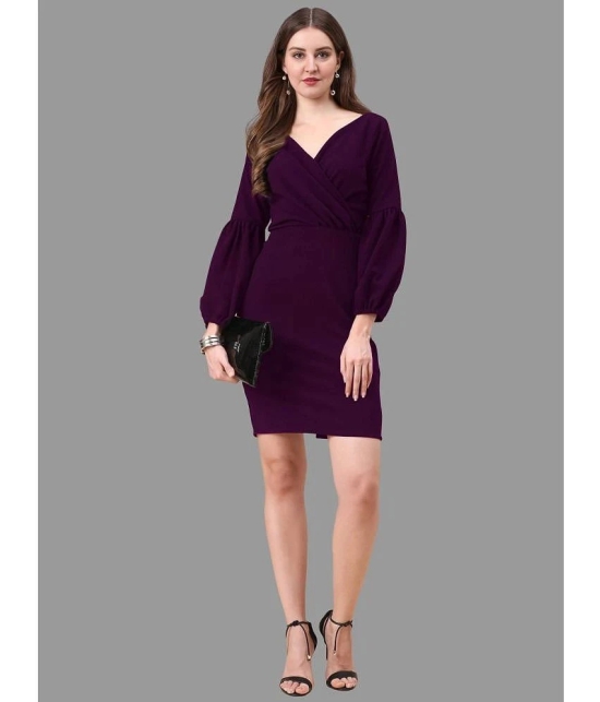 Apnisha Polyester Applique Above Knee Womens Bodycon Dress - Purple ( Pack of 1 ) - None