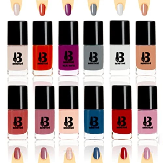 Banetion Gel Nail Polish Dark Nail Paint 9ml Gel Finish Enriched Formula