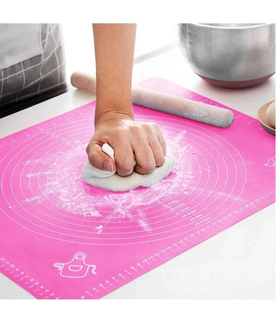 2KS™ Non Stick Reusable Silicon Roti Chapati Rolling Baking Sheet Mat Silicon Baking tool - Pink