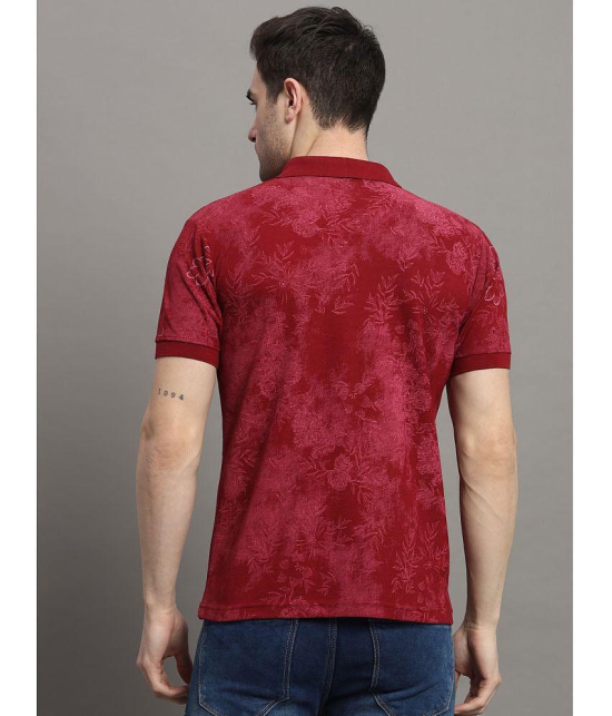 MXN Cotton Blend Regular Fit Printed Half Sleeves Mens Polo T Shirt - Wine ( Pack of 1 ) - None