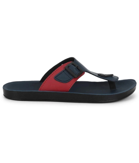 UrbanMark Men Comfortable T-Shape With Side Buckle Thong Flip-Flop - Navy - None