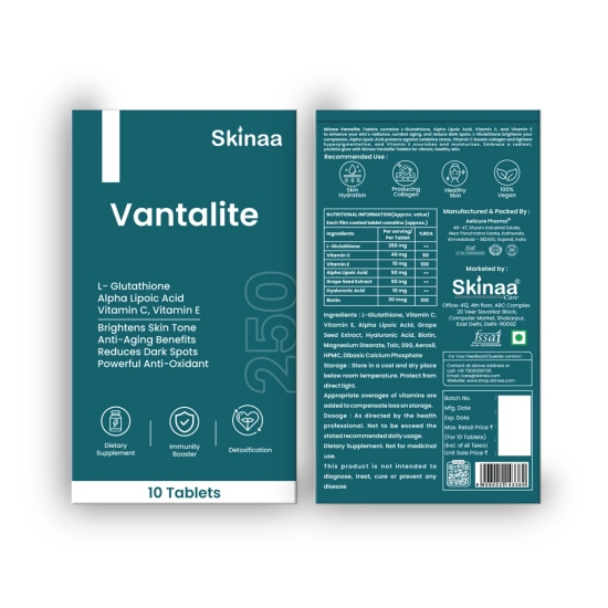 Skinaa Vantalite Tablet 250mg for Enhancing Skin Rejuvenation and Enhanced Brightening Pack of 10