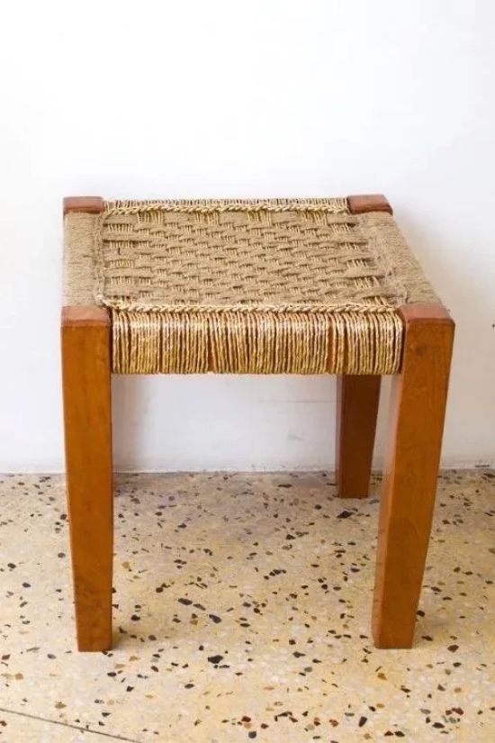 Lustrous Duckling Jute & Gold Stool