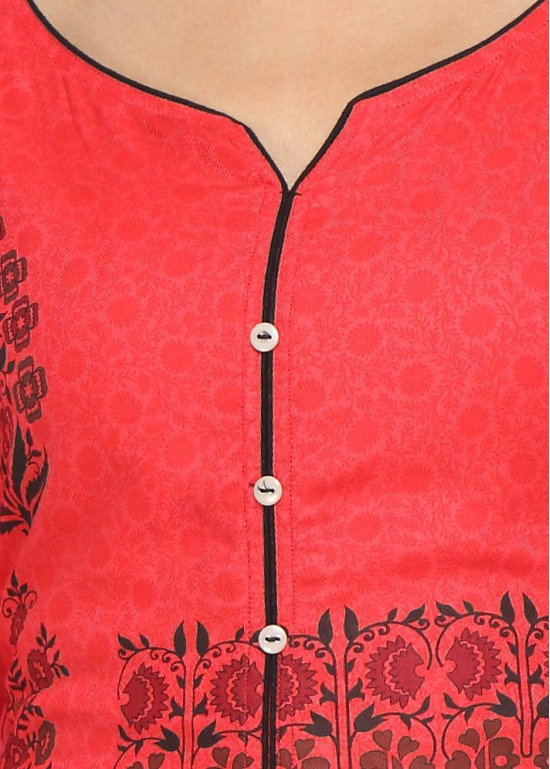 Alena Red Rayon Straight Kurti - M