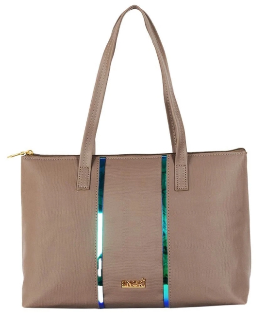 Enoki - Beige Faux Leather Tote Bag - Beige