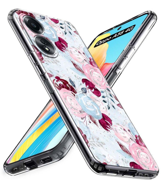 Fashionury Multicolor Printed Back Cover Silicon Compatible For Oppo A58 4G ( Pack of 1 )