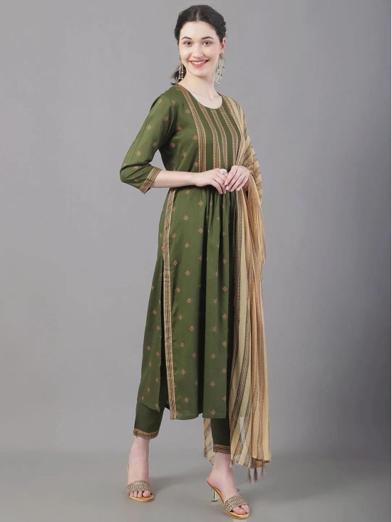 Trending Green Rayon Kurti Set For Women-LARGE