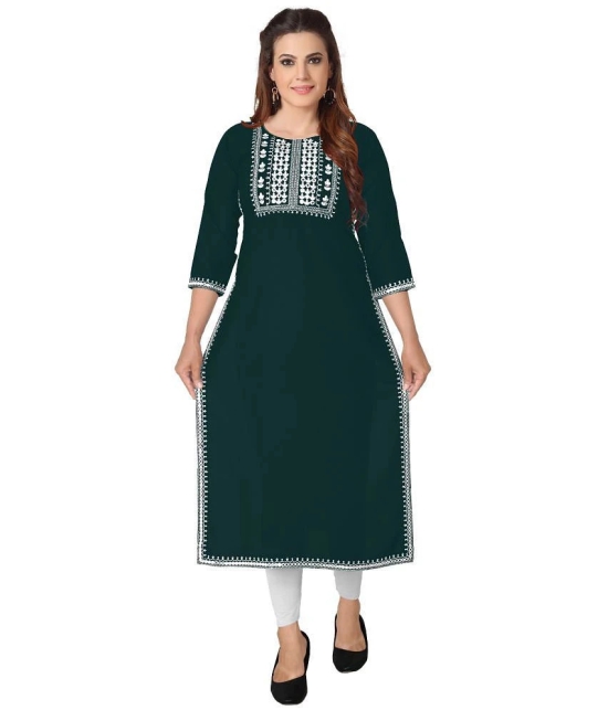 Kapadia - Green Rayon Womens Straight Kurti ( Pack of 1 ) - None