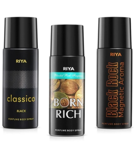 Riya Classico & Born Rich & Black Rock Perfume Body Spray for Men 150 ml ( Pack of 3 )