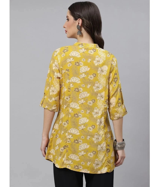 Divena - Mustard Rayon Womens Ethnic A-Line Top ( Pack of 1 ) - None