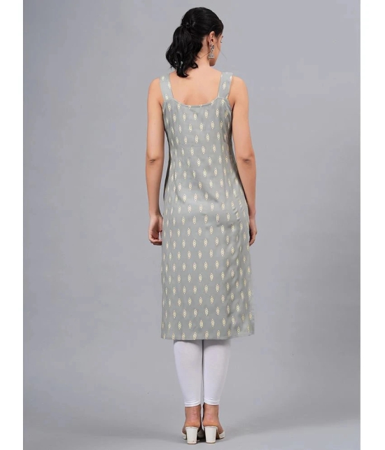 HIGHLIGHT FASHION EXPORT Rayon Printed Straight Womens Kurti - Grey ( Pack of 1 ) - None