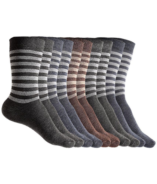 Texlon - Multicolor Woollen Men's Mid Length Socks ( Pack of 5 ) - Multicolor