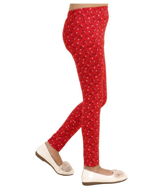 Kids Cave - Red Cotton Blend Girls Leggings ( Pack of 1 ) - None