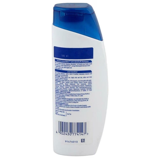 Head & Shoulders Cool Menthol Shampoo 180 Ml