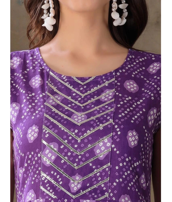 Stylum Cotton Printed Straight Womens Kurti - Purple ( Pack of 1 ) - None