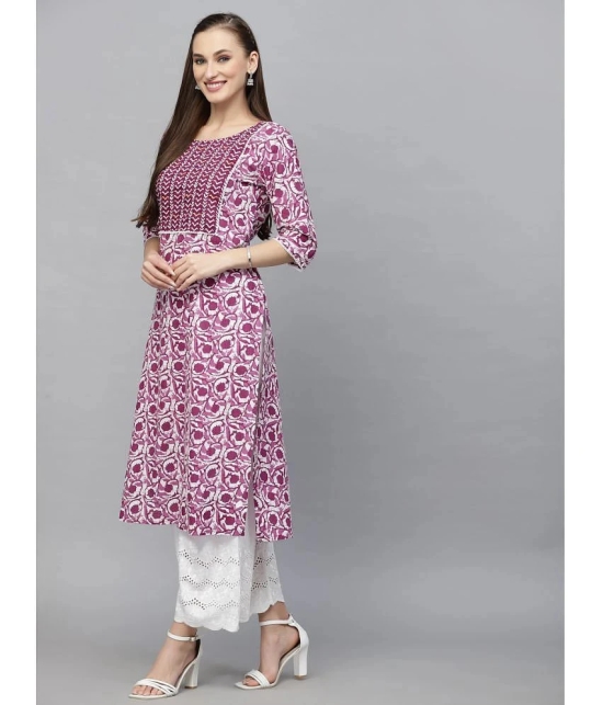 Stylum Cotton Printed Straight Womens Kurti - Purple ( Pack of 1 ) - None