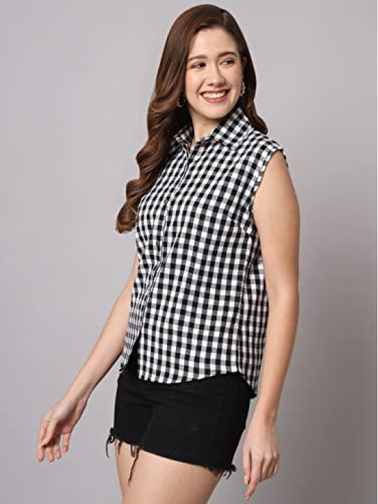 FUNDAY FASHION Women Regular Fit Check Casual Sleevesless Shirt