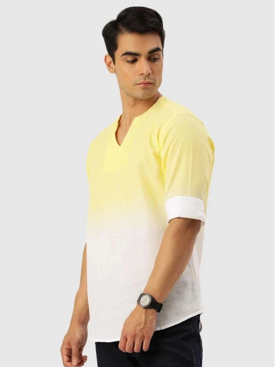 Bene Kleed Yellow Cotton Blend Mens Regular Kurta ( Pack of 1 ) - None