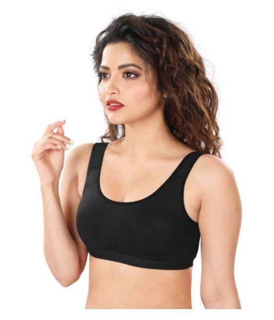 Dermawear Black Poly Cotton Solid Sports Bra - XL