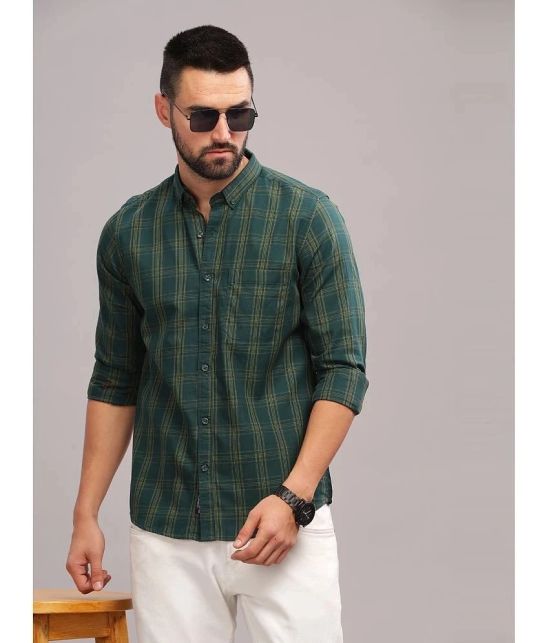 Paul Street 100% Cotton Slim Fit Checks Full Sleeves Mens Casual Shirt - Green ( Pack of 1 ) - None