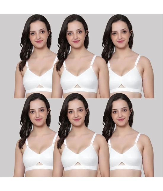 AIMLY White Cotton Non Padded Womens Everyday Bra ( Pack of 6 ) - None