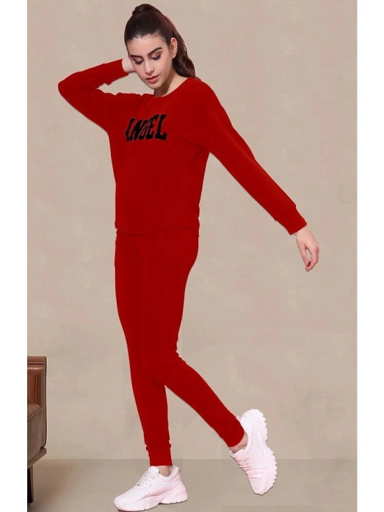 DTR FASHION Red Cotton Blend Printed Tracksuit - Pack of 1 - None