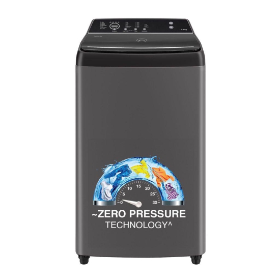 Godrej 7.5 Kg 5 Star Zero Pressure Technology Fully-Automatic Top Load Washing Machine (WTEON VLVT 75 5.0 FDTN MTBK, Metallic Black, With 26 Flexi Wash Programs)