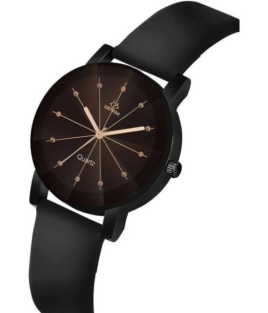 Septem Black Leather Analog Mens Watch