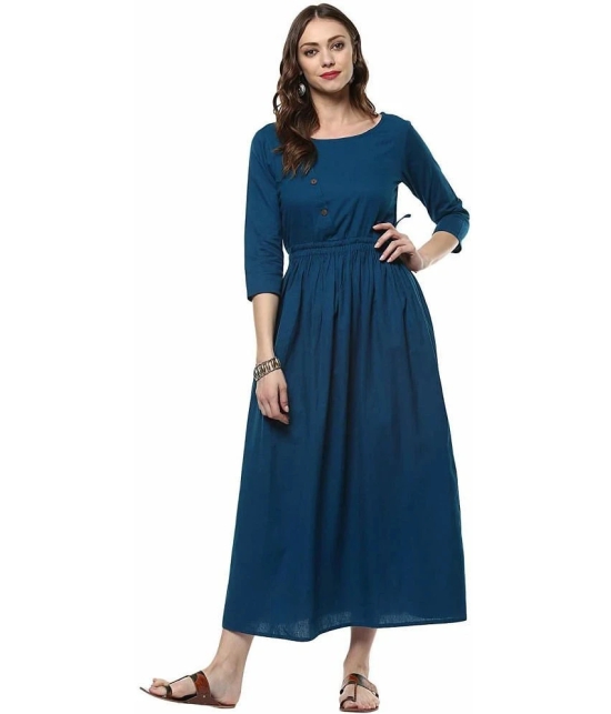 JASH CREATION Polyester Solid Knee Length Womens Fit & Flare Dress - Blue ( Pack of 1 ) - None