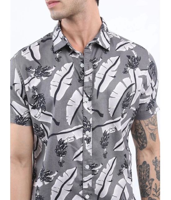 Ketch 100% Cotton Slim Fit Printed Half Sleeves Mens Casual Shirt - Grey ( Pack of 1 ) - None