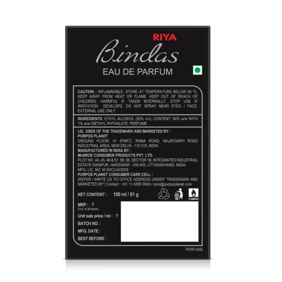 Riya Bindas Eau De Parfum For Men 100ml