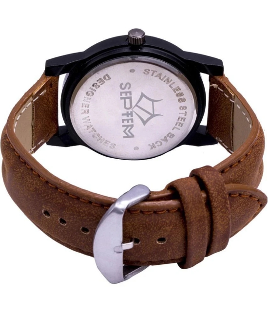 Septem Brown Leather Analog Mens Watch