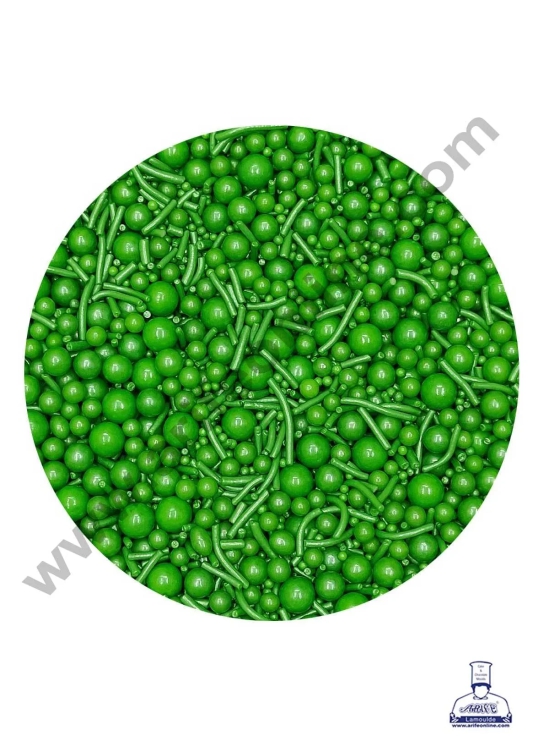 CAKE DECOR™ Sugar Candy - Mix Size Green Balls with Vermicelli Candy - 500 gm