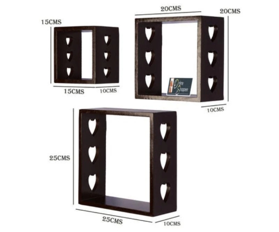 Wooden Floating Wall Shelves Set of 3-Black