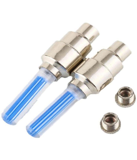 Tyre Led Light Rim Valve Cap Flashing With Motion Sensor Blue For Car And Bike (Set of 2)