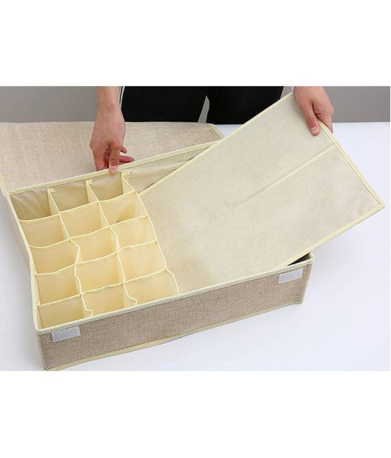 House of Quirk Innerwear Organizer 15+1 Compartment Non-Smell Non Woven Foldable Fabric Storage Box for Closet