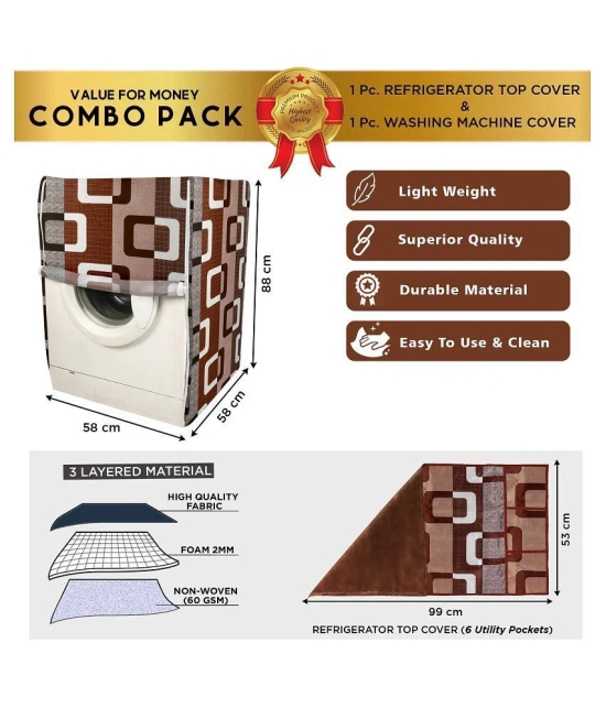 E-Retailer Set of 2 Polyester Brown Washing Machine Cover for Universal Front Load - Brown