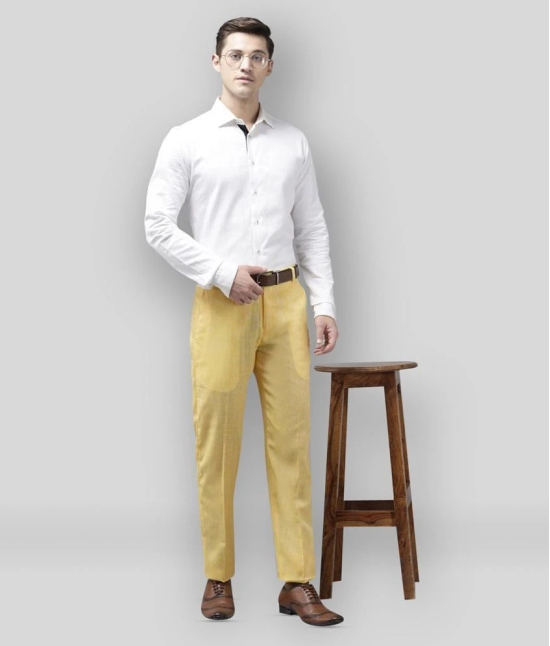 Hangup - Yellow Linen Regular - Fit Mens Formal Pants ( Pack of 1 ) - None