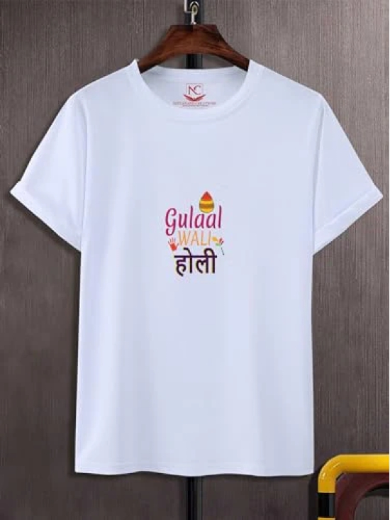 NITYANAND CREATIONS Round Neck White Holi T-Shirt for MEN-HOLI-T-SHIRT-11575-XL