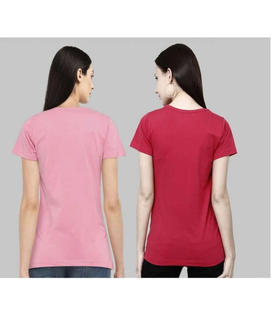 CHOZI - Pink Cotton Blend Regular Fit Womens T-Shirt ( Pack of 2 ) - None