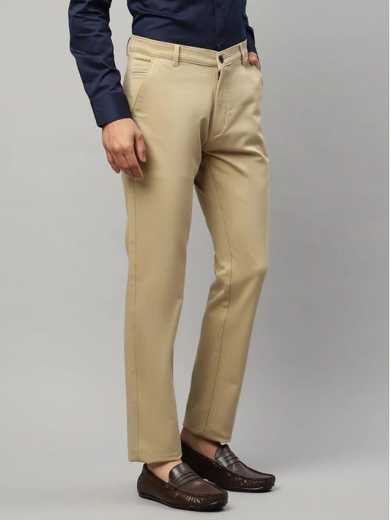 Rodamo  Men Beige Slim Fit Trousers