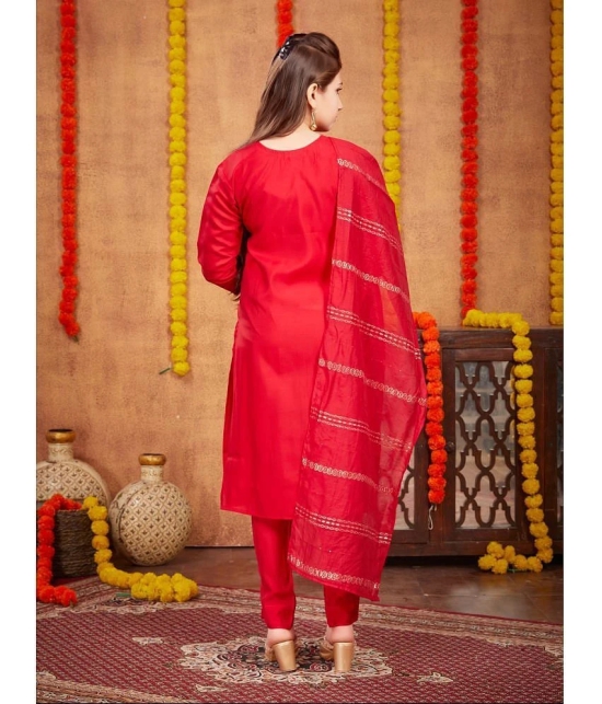 Aarika Red Silk Girls Kurta and Pant Set ( Pack of 1 ) - None