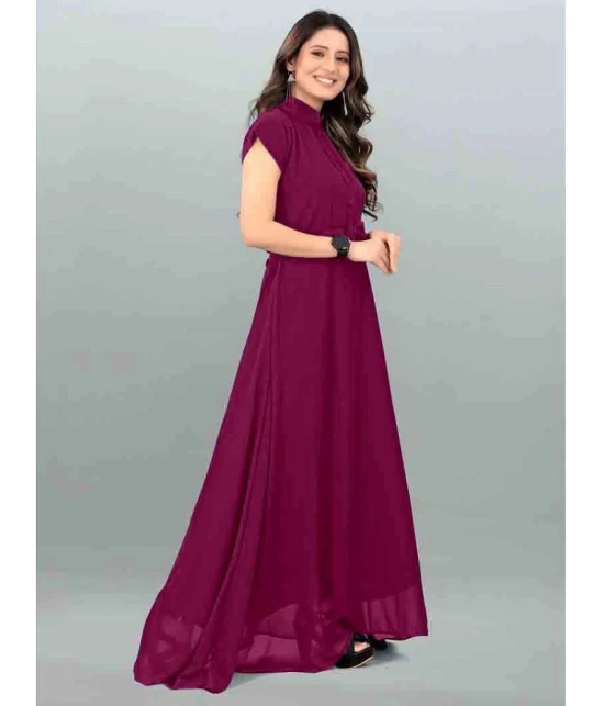 JASH CREATION - Wine Georgette Womens Gown ( Pack of 1 ) - None