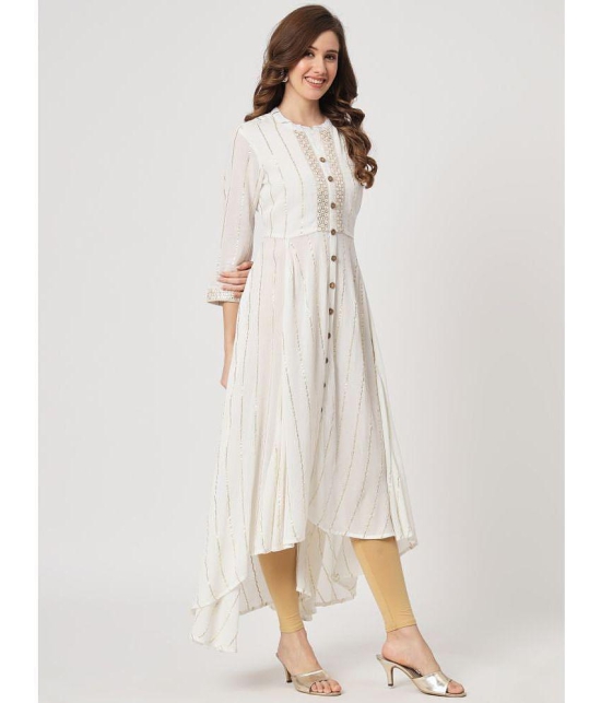 AMIRA''S INDIAN ETHNICWEAR - Off White Straight Viscose Women''s Stitched Ethnic Gown ( Pack of 1 ) - None