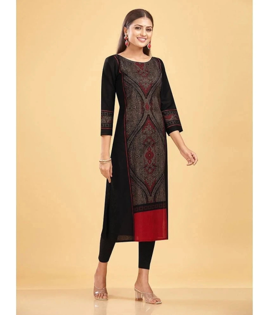 SHANVIKA 100% Cotton Printed Straight Womens Kurti - Black ( Pack of 1 ) - None