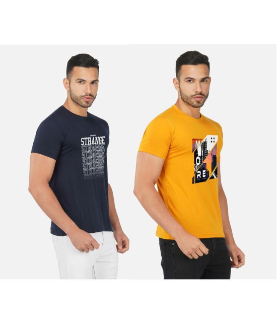 CHOZI Cotton Blend Regular Fit Printed Half Sleeves Mens T-Shirt - Multicolor ( Pack of 2 ) - None