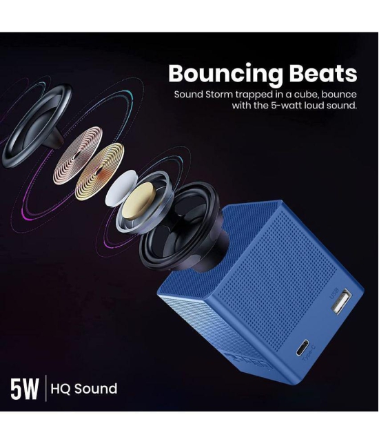 Portronics Bounce 2 5 W Bluetooth Speaker Bluetooth v5.0 with Call function Playback Time 5 hrs Blue - Blue